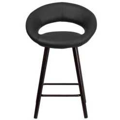 Flash Furniture CH-152551-BK-VY-GG Kelsey Series Cappuccino Wood Counter Height Stool With Black Vinyl Seat -Zown Shop 1422561