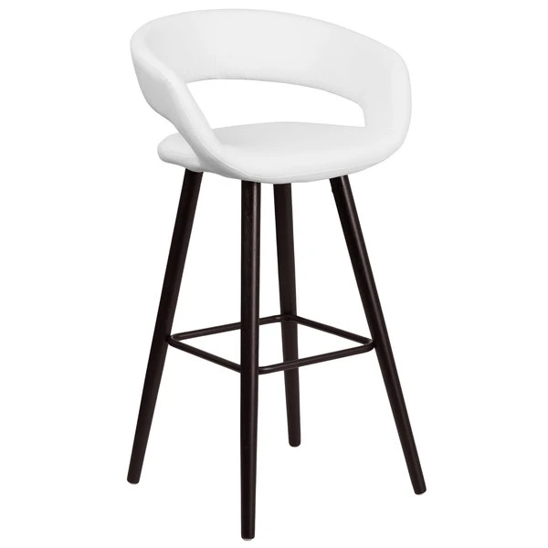 Flash Furniture CH-152560-WH-VY-GG Brynn Series Cappuccino Wood Bar Height Stool With White Vinyl Seat 1 Flash Furniture CH-152560-WH-VY-GG Brynn Series Cappuccino Wood Bar Height Stool With White Vinyl Seat