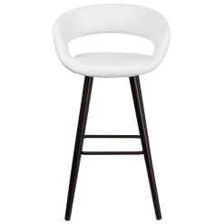 Flash Furniture CH-152560-WH-VY-GG Brynn Series Cappuccino Wood Bar Height Stool With White Vinyl Seat 5 Flash Furniture CH-152560-WH-VY-GG Brynn Series Cappuccino Wood Bar Height Stool With White Vinyl Seat -Zown Shop 1422592