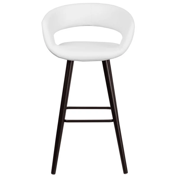 Flash Furniture CH-152560-WH-VY-GG Brynn Series Cappuccino Wood Bar Height Stool With White Vinyl Seat 3 Flash Furniture CH-152560-WH-VY-GG Brynn Series Cappuccino Wood Bar Height Stool With White Vinyl Seat - Image 3