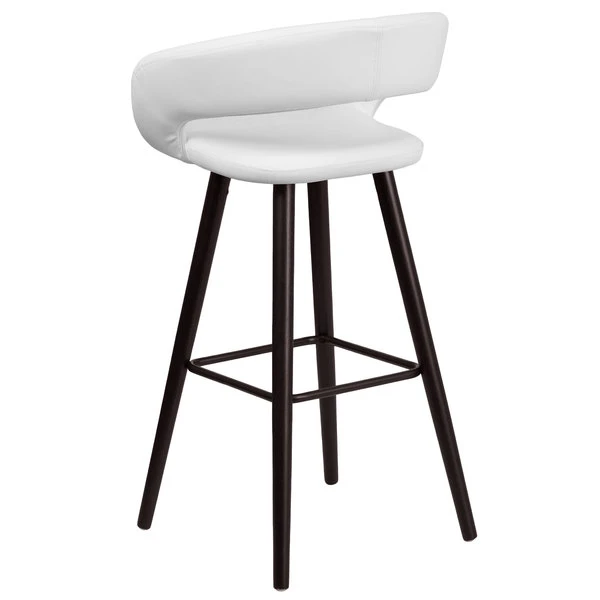Flash Furniture CH-152560-WH-VY-GG Brynn Series Cappuccino Wood Bar Height Stool With White Vinyl Seat 2 Flash Furniture CH-152560-WH-VY-GG Brynn Series Cappuccino Wood Bar Height Stool With White Vinyl Seat - Image 2