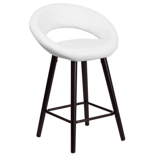Flash Furniture CH-152551-WH-VY-GG Kelsey Series Cappuccino Wood Counter Height Stool With White Vinyl Seat 1 Flash Furniture CH-152551-WH-VY-GG Kelsey Series Cappuccino Wood Counter Height Stool With White Vinyl Seat
