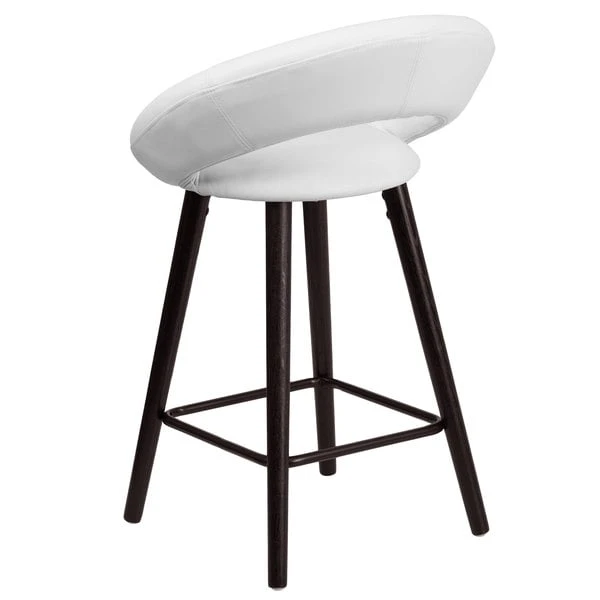Flash Furniture CH-152551-WH-VY-GG Kelsey Series Cappuccino Wood Counter Height Stool With White Vinyl Seat 2 Flash Furniture CH-152551-WH-VY-GG Kelsey Series Cappuccino Wood Counter Height Stool With White Vinyl Seat - Image 2