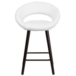Flash Furniture CH-152551-WH-VY-GG Kelsey Series Cappuccino Wood Counter Height Stool With White Vinyl Seat 5 Flash Furniture CH-152551-WH-VY-GG Kelsey Series Cappuccino Wood Counter Height Stool With White Vinyl Seat -Zown Shop 1423114