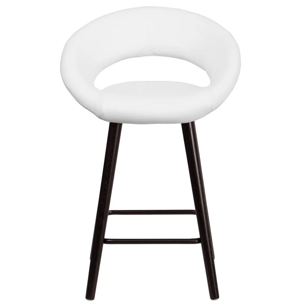 Flash Furniture CH-152551-WH-VY-GG Kelsey Series Cappuccino Wood Counter Height Stool With White Vinyl Seat 3 Flash Furniture CH-152551-WH-VY-GG Kelsey Series Cappuccino Wood Counter Height Stool With White Vinyl Seat - Image 3