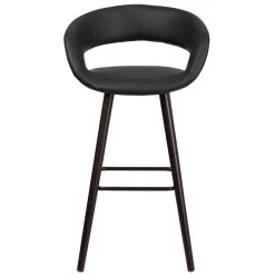 Flash Furniture CH-152560-BK-VY-GG Brynn Series Cappuccino Wood Bar Height Stool With Black Vinyl Seat -Zown Shop 1423264