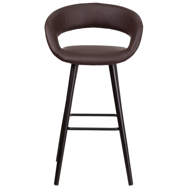 Flash Furniture CH-152560-BRN-VY-GG Brynn Series Cappuccino Wood Bar Height Stool With Brown Vinyl Seat 3 Flash Furniture CH-152560-BRN-VY-GG Brynn Series Cappuccino Wood Bar Height Stool With Brown Vinyl Seat - Image 3