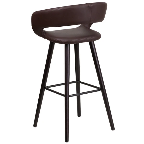 Flash Furniture CH-152560-BRN-VY-GG Brynn Series Cappuccino Wood Bar Height Stool With Brown Vinyl Seat 2 Flash Furniture CH-152560-BRN-VY-GG Brynn Series Cappuccino Wood Bar Height Stool With Brown Vinyl Seat - Image 2