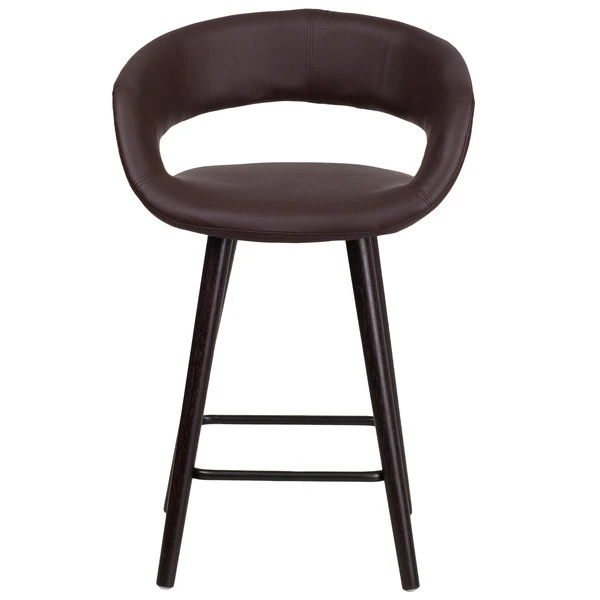Flash Furniture CH-152561-BRN-VY-GG Brynn Series Cappuccino Wood Counter Height Stool With Brown Vinyl Seat 3 Flash Furniture CH-152561-BRN-VY-GG Brynn Series Cappuccino Wood Counter Height Stool With Brown Vinyl Seat - Image 3