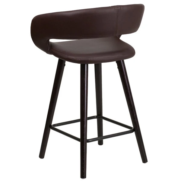 Flash Furniture CH-152561-BRN-VY-GG Brynn Series Cappuccino Wood Counter Height Stool With Brown Vinyl Seat 2 Flash Furniture CH-152561-BRN-VY-GG Brynn Series Cappuccino Wood Counter Height Stool With Brown Vinyl Seat - Image 2