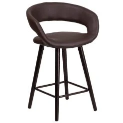 Flash Furniture CH-152561-BRN-VY-GG Brynn Series Cappuccino Wood Counter Height Stool With Brown Vinyl Seat