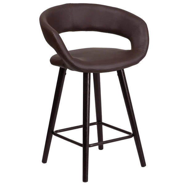 Flash Furniture CH-152561-BRN-VY-GG Brynn Series Cappuccino Wood Counter Height Stool With Brown Vinyl Seat 1 Flash Furniture CH-152561-BRN-VY-GG Brynn Series Cappuccino Wood Counter Height Stool With Brown Vinyl Seat