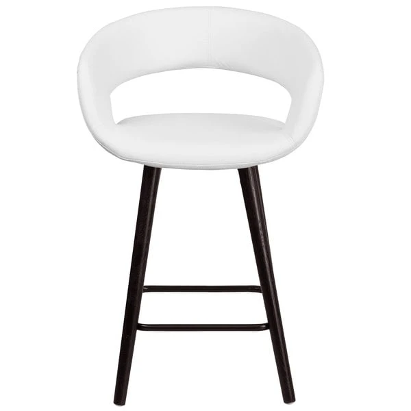 Flash Furniture CH-152561-WH-VY-GG Brynn Series Cappuccino Wood Counter Height Stool With White Vinyl Seat 3 Flash Furniture CH-152561-WH-VY-GG Brynn Series Cappuccino Wood Counter Height Stool With White Vinyl Seat - Image 3