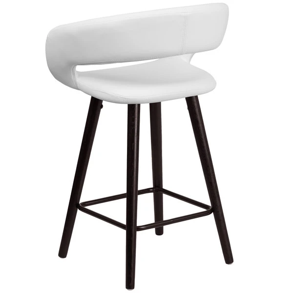 Flash Furniture CH-152561-WH-VY-GG Brynn Series Cappuccino Wood Counter Height Stool With White Vinyl Seat 2 Flash Furniture CH-152561-WH-VY-GG Brynn Series Cappuccino Wood Counter Height Stool With White Vinyl Seat - Image 2