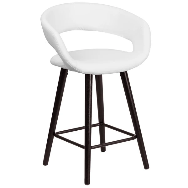 Flash Furniture CH-152561-WH-VY-GG Brynn Series Cappuccino Wood Counter Height Stool With White Vinyl Seat 1 Flash Furniture CH-152561-WH-VY-GG Brynn Series Cappuccino Wood Counter Height Stool With White Vinyl Seat