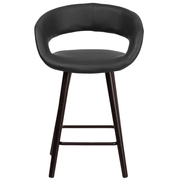Flash Furniture CH-152561-BK-VY-GG Brynn Series Cappuccino Wood Counter Height Stool With Black Vinyl Seat 3 Flash Furniture CH-152561-BK-VY-GG Brynn Series Cappuccino Wood Counter Height Stool With Black Vinyl Seat - Image 3