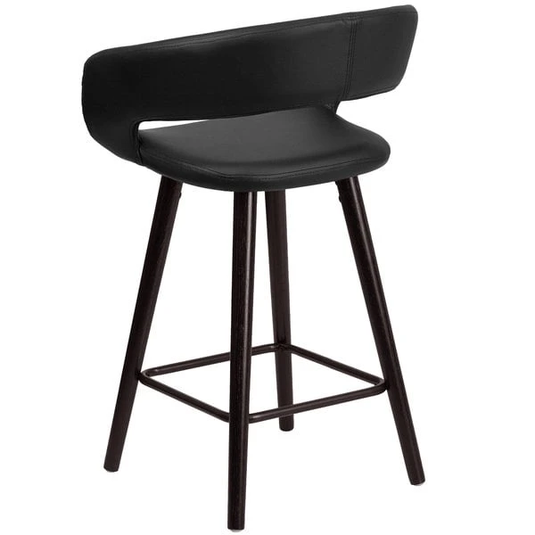 Flash Furniture CH-152561-BK-VY-GG Brynn Series Cappuccino Wood Counter Height Stool With Black Vinyl Seat 2 Flash Furniture CH-152561-BK-VY-GG Brynn Series Cappuccino Wood Counter Height Stool With Black Vinyl Seat - Image 2