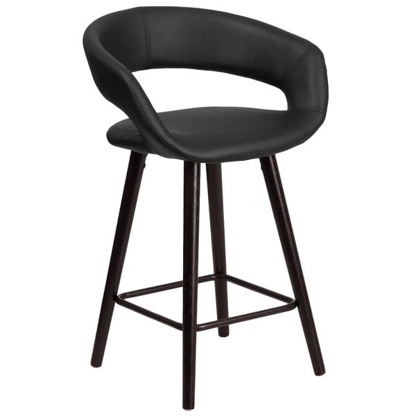 Flash Furniture CH-152561-BK-VY-GG Brynn Series Cappuccino Wood Counter Height Stool With Black Vinyl Seat 1 Flash Furniture CH-152561-BK-VY-GG Brynn Series Cappuccino Wood Counter Height Stool With Black Vinyl Seat
