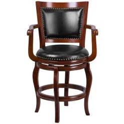 Flash Furniture TA-2125-24-CHY-GG Cherry Wood Counter Height Panel Back Stool With Black Leather Swivel Seat 5 Flash Furniture TA-2125-24-CHY-GG Cherry Wood Counter Height Panel Back Stool With Black Leather Swivel Seat -Zown Shop 1423794
