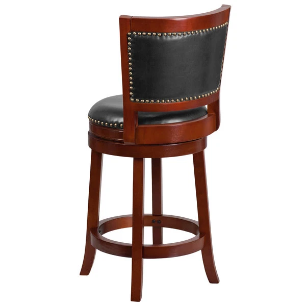 Flash Furniture TA-355526-DC-CTR-GG Dark Cherry Counter Height Panel Back Stool With Walnut Leather Swivel Seat 2 Flash Furniture TA-355526-DC-CTR-GG Dark Cherry Counter Height Panel Back Stool With Walnut Leather Swivel Seat - Image 2