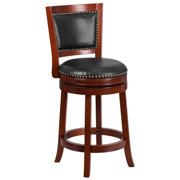 Flash Furniture TA-355526-DC-CTR-GG Dark Cherry Counter Height Panel Back Stool With Walnut Leather Swivel Seat 1 Flash Furniture TA-355526-DC-CTR-GG Dark Cherry Counter Height Panel Back Stool With Walnut Leather Swivel Seat
