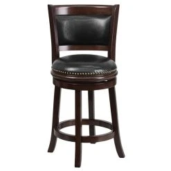 Flash Furniture TA-61024-CA-CTR-GG Cappuccino Wood Counter Height Panel Back Stool With Black Leather Swivel Seat -Zown Shop 1424628