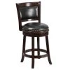 Flash Furniture TA-61024-CA-CTR-GG Cappuccino Wood Counter Height Panel Back Stool With Black Leather Swivel Seat