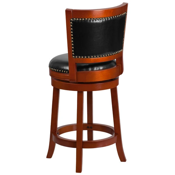 Flash Furniture TA-355526-LC-CTR-GG Light Cherry Counter Height Panel Back Stool With Black Leather Swivel Seat 2 Flash Furniture TA-355526-LC-CTR-GG Light Cherry Counter Height Panel Back Stool With Black Leather Swivel Seat - Image 2