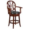 Flash Furniture TA-550226-CHY-GG Cherry Wood Counter Height Designer Back Stool With Black Leather Swivel Seat