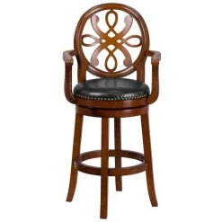 Flash Furniture TA-550230-BDY-GG Brandy Wood Bar Height Designer Back Stool With Black Leather Swivel Seat 5 Flash Furniture TA-550230-BDY-GG Brandy Wood Bar Height Designer Back Stool With Black Leather Swivel Seat -Zown Shop 1424849