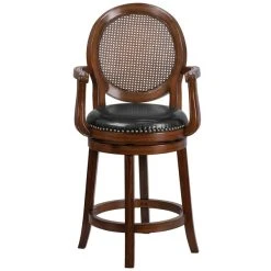 Flash Furniture TA-550426-E-CTR-GG Expresso Counter Height Woven Rattan Back Stool With Black Leather Swivel Seat 5 Flash Furniture TA-550426-E-CTR-GG Expresso Counter Height Woven Rattan Back Stool With Black Leather Swivel Seat -Zown Shop 1425010
