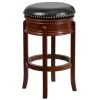 Flash Furniture TA-68829-LC-GG Light Cherry Wood Bar Height Stool With Black Leather Swivel Seat