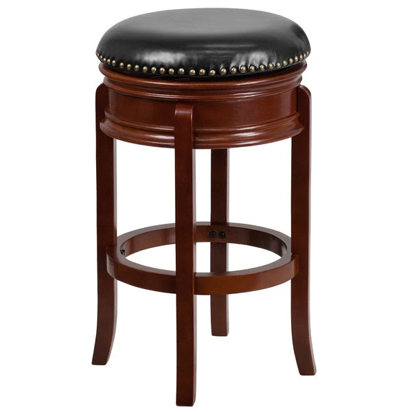 Flash Furniture TA-68829-LC-GG Light Cherry Wood Bar Height Stool With Black Leather Swivel Seat 1 Flash Furniture TA-68829-LC-GG Light Cherry Wood Bar Height Stool With Black Leather Swivel Seat