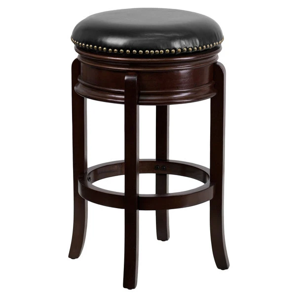Flash Furniture TA-68829-CA-GG Cappuccino Wood Bar Height Stool With Black Leather Swivel Seat 1 Flash Furniture TA-68829-CA-GG Cappuccino Wood Bar Height Stool With Black Leather Swivel Seat