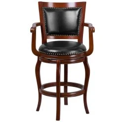 Flash Furniture TA-21259-CHY-GG Cherry Wood Bar Height Panel Back Stool With Arms And Black Leather Swivel Seat 5 Flash Furniture TA-21259-CHY-GG Cherry Wood Bar Height Panel Back Stool With Arms And Black Leather Swivel Seat -Zown Shop 1425686