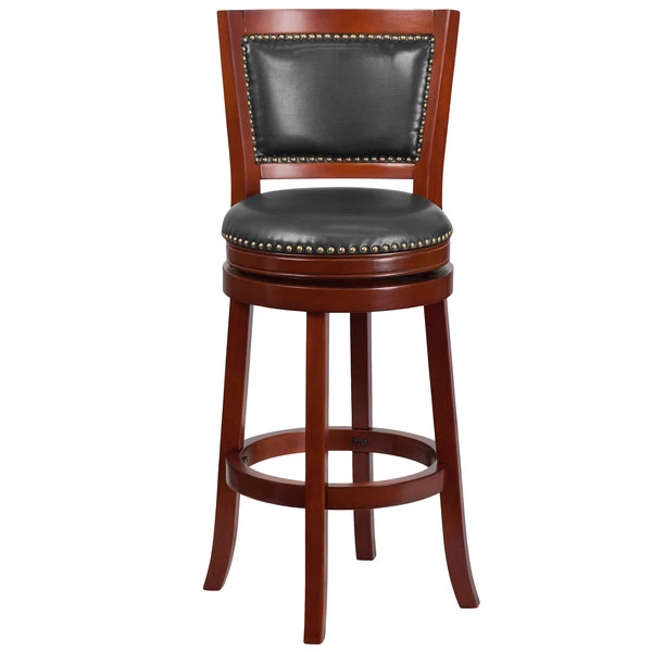 Flash Furniture TA-355530-DC-GG Dark Cherry Wood Bar Height Panel Back Stool With Walnut Leather Swivel Seat 3 Flash Furniture TA-355530-DC-GG Dark Cherry Wood Bar Height Panel Back Stool With Walnut Leather Swivel Seat - Image 3