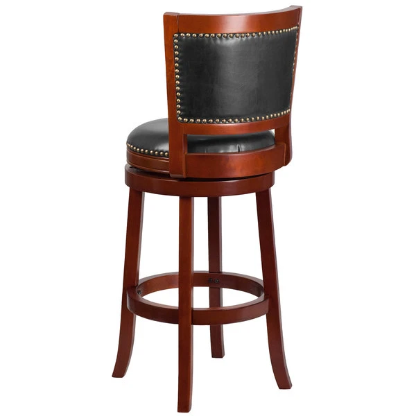 Flash Furniture TA-355530-DC-GG Dark Cherry Wood Bar Height Panel Back Stool With Walnut Leather Swivel Seat 2 Flash Furniture TA-355530-DC-GG Dark Cherry Wood Bar Height Panel Back Stool With Walnut Leather Swivel Seat - Image 2