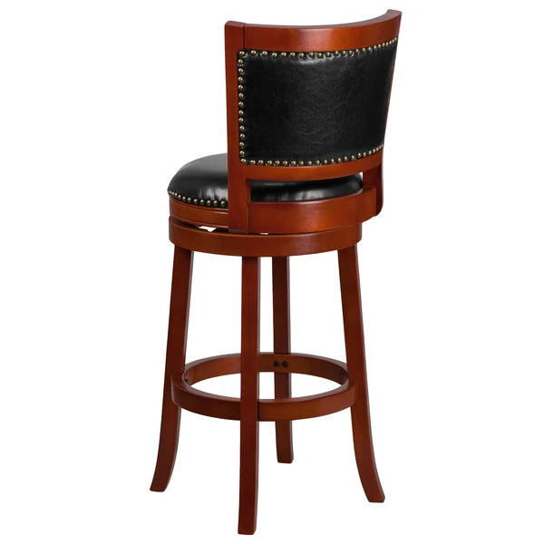Flash Furniture TA-355530-LC-GG Light Cherry Wood Bar Height Panel Back Stool With Black Leather Swivel Seat 2 Flash Furniture TA-355530-LC-GG Light Cherry Wood Bar Height Panel Back Stool With Black Leather Swivel Seat - Image 2