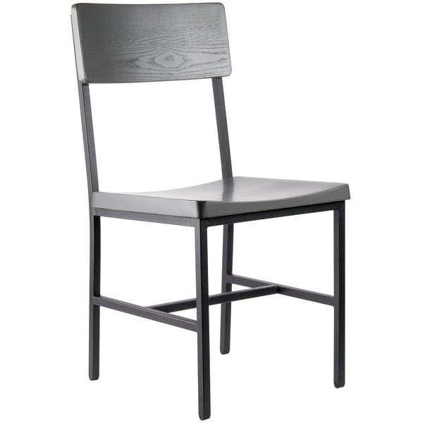 BFM Seating Memphis Sand Black Steel Side Chair With Gray Ash Wooden Back And Seat 2 BFM Seating Memphis Sand Black Steel Side Chair With Gray Ash Wooden Back And Seat - Image 2