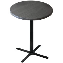 Holland Bar Stool OD211-3036BWOD30RChar 30" Round Charcoal Outdoor / Indoor Counter Height Table With Cross Base