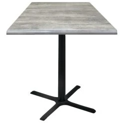 Holland Bar Stool OD211-3030BWOD36SQGryStn 36" Square Greystone Outdoor / Indoor Standard Height Table With Cross Base