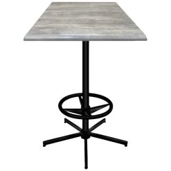 Holland Bar Stool OD21642BWOD30SQGryStn 30" Square Greystone Outdoor / Indoor Bar Height Table With Foot Rest Base