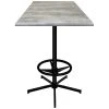 Holland Bar Stool OD21642BWOD36SQGryStn 36" Square Greystone Outdoor / Indoor Bar Height Table With Foot Rest Base