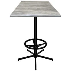Holland Bar Stool OD21642BWOD36SQGryStn 36" Square Greystone Outdoor / Indoor Bar Height Table With Foot Rest Base