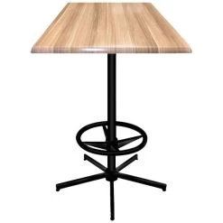 Holland Bar Stool OD21642BWOD36SQNat 36" Square Natural Outdoor / Indoor Bar Height Table With Foot Rest Base