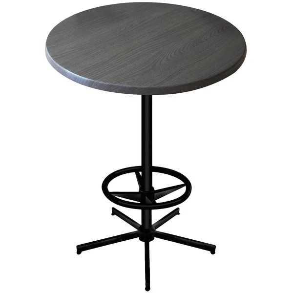Holland Bar Stool OD21642BWOD30RChar 30" Round Charcoal Outdoor / Indoor Bar Height Table With Foot Rest Base 1 Holland Bar Stool OD21642BWOD30RChar 30" Round Charcoal Outdoor / Indoor Bar Height Table With Foot Rest Base
