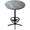 Holland Bar Stool OD21642BWOD36RGryStn 36" Round Greystone Outdoor / Indoor Bar Height Table With Foot Rest Base