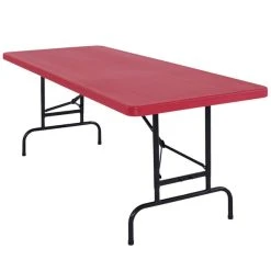 National Public Seating NPS Adjustable Folding Table, 30" X 72" Plastic, Red - BTA-3072-40