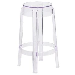 Flash Furniture FH-118-APC1-GG Transparent Polycarbonate Outdoor / Indoor Counter Height Stackable Stool With Drain Hole Seat