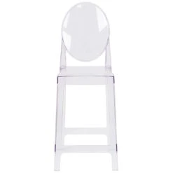 Flash Furniture OW-GHOSTBACK-24-GG Ghost Transparent Polycarbonate Outdoor / Indoor Counter Height Stool With Oval Back 5 Flash Furniture OW-GHOSTBACK-24-GG Ghost Transparent Polycarbonate Outdoor / Indoor Counter Height Stool With Oval Back -Zown Shop 1490445